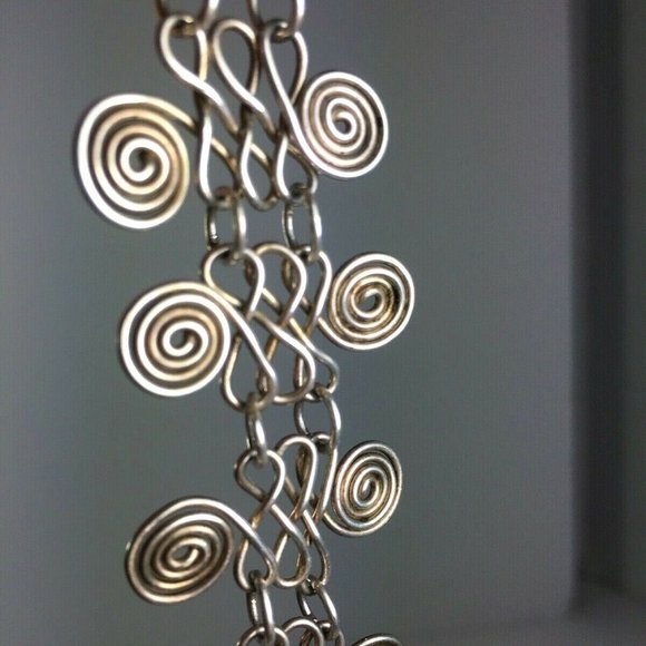 Nickel/Silvertone Ornate Hand Made Bracelet - Picture 9 of 12